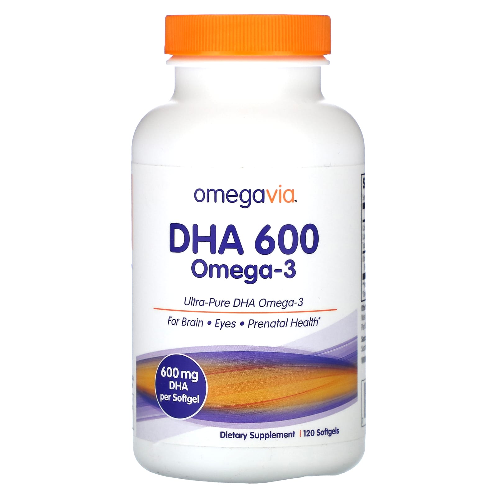 OmegaVia, DHA 600, Omega-3, 120 Softgels - Image 1
