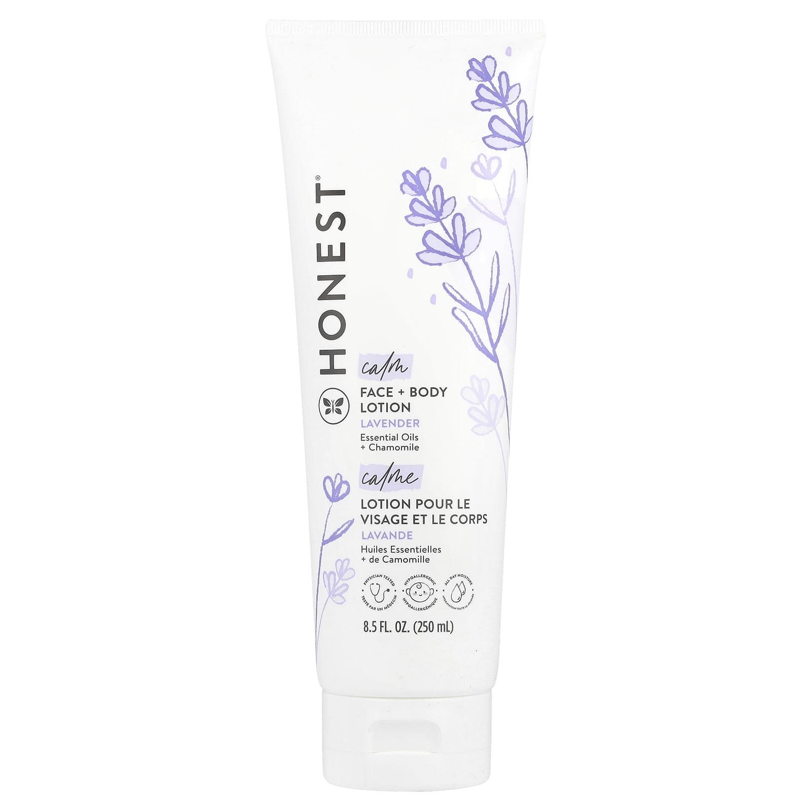 The Honest Company, Calm Face + Body Lotion, Lavender, 8.5 fl oz (250 ml) - Image 1