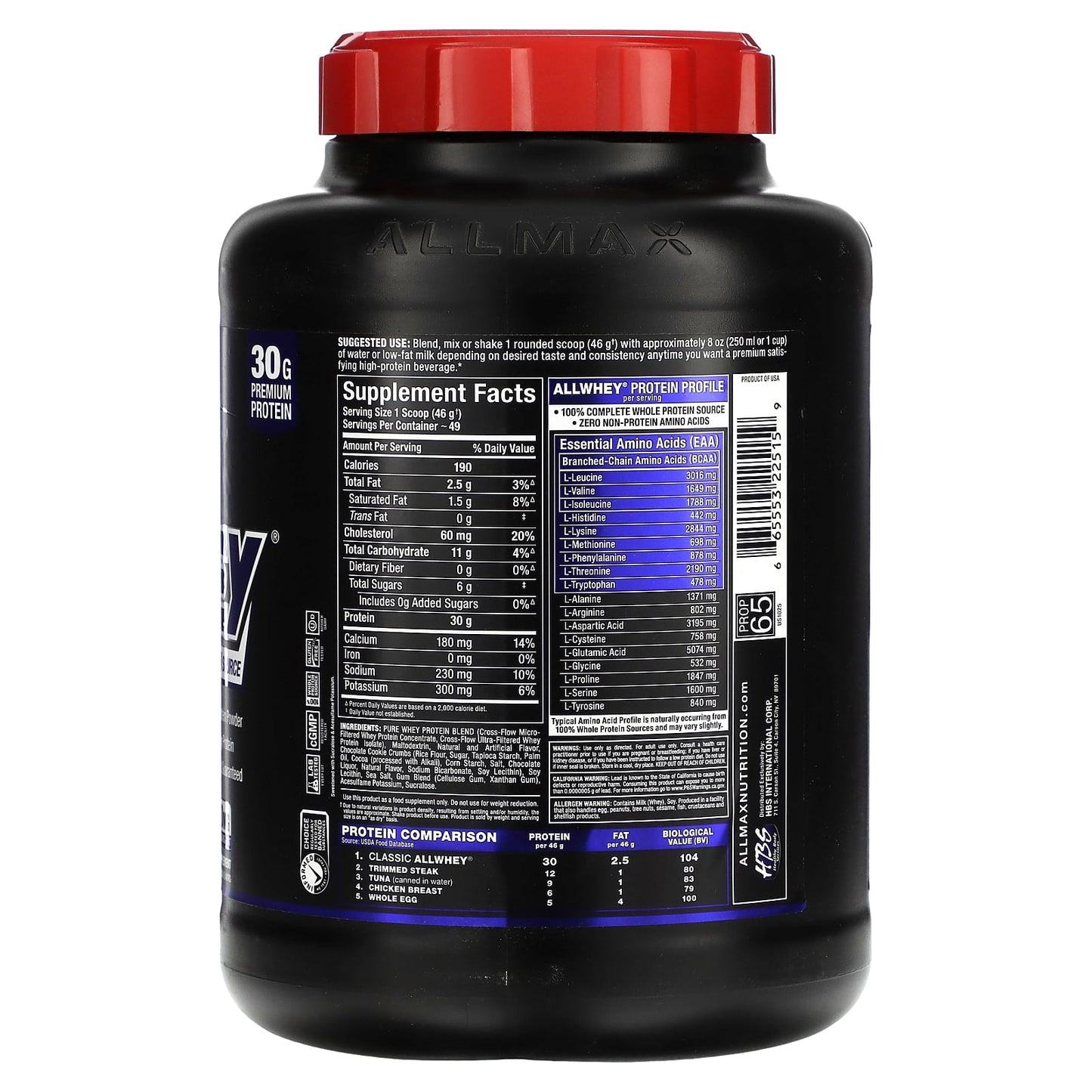 ALLMAX Classic AllWhey 100% Whey Protein Powder Cookies & Cream 5 lbs - Image 2