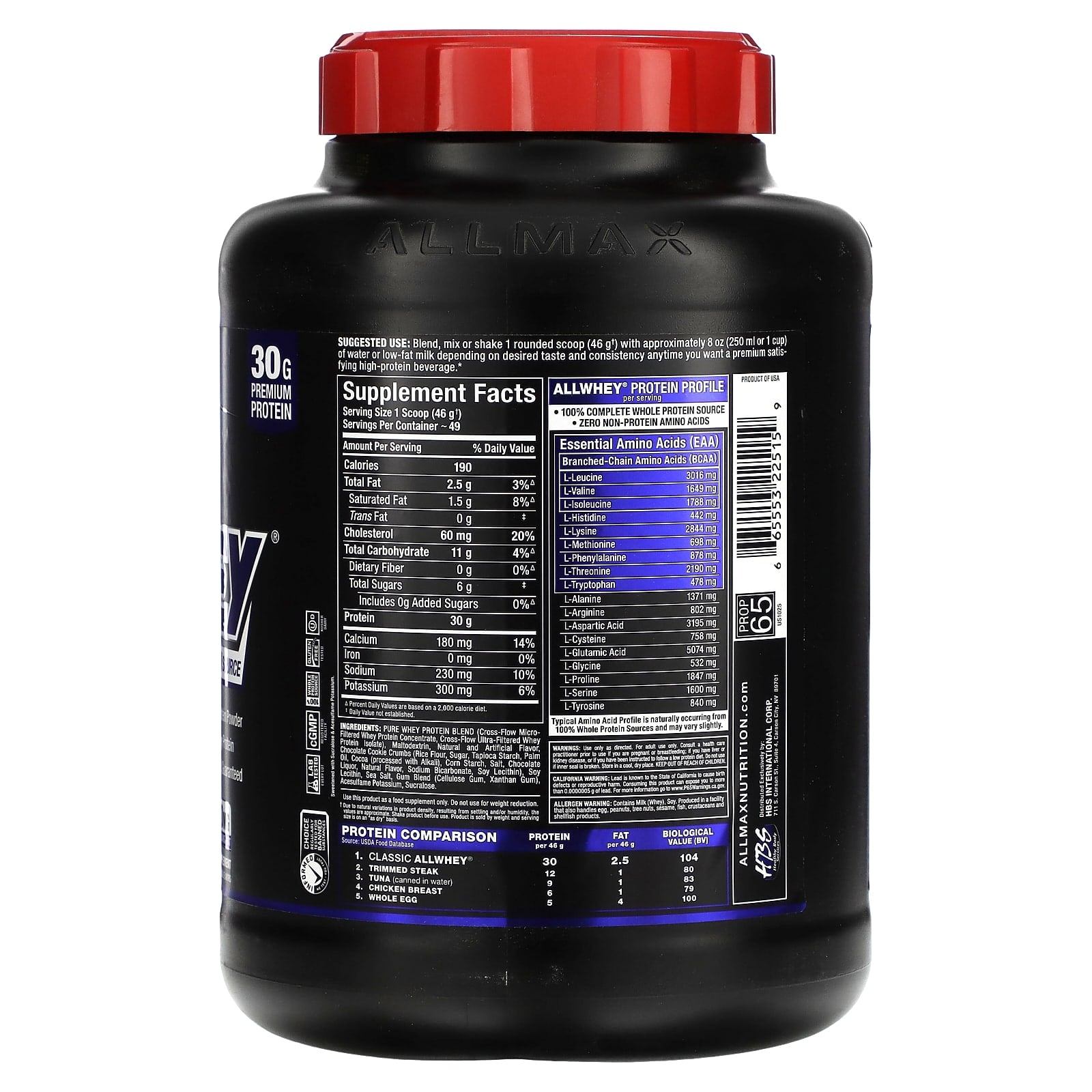 ALLMAX Classic AllWhey 100% Whey Protein Powder Cookies & Cream 5 lbs - Image 2