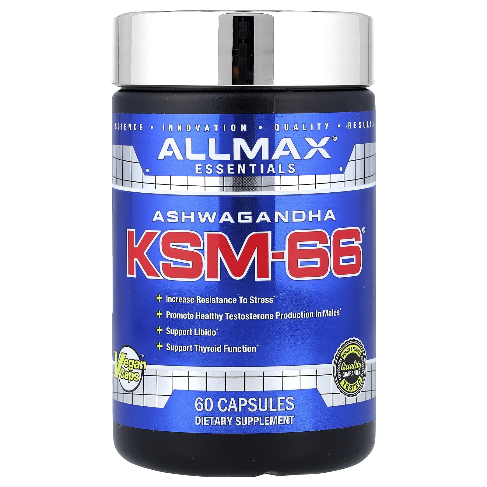 Boost Energy & Reduce Stress with ALLMAX Ashwagandha KSM-66 - 60 Capsules - Image 1