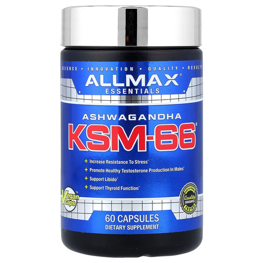 Boost Energy & Reduce Stress with ALLMAX Ashwagandha KSM-66 - 60 Capsules - Image 1