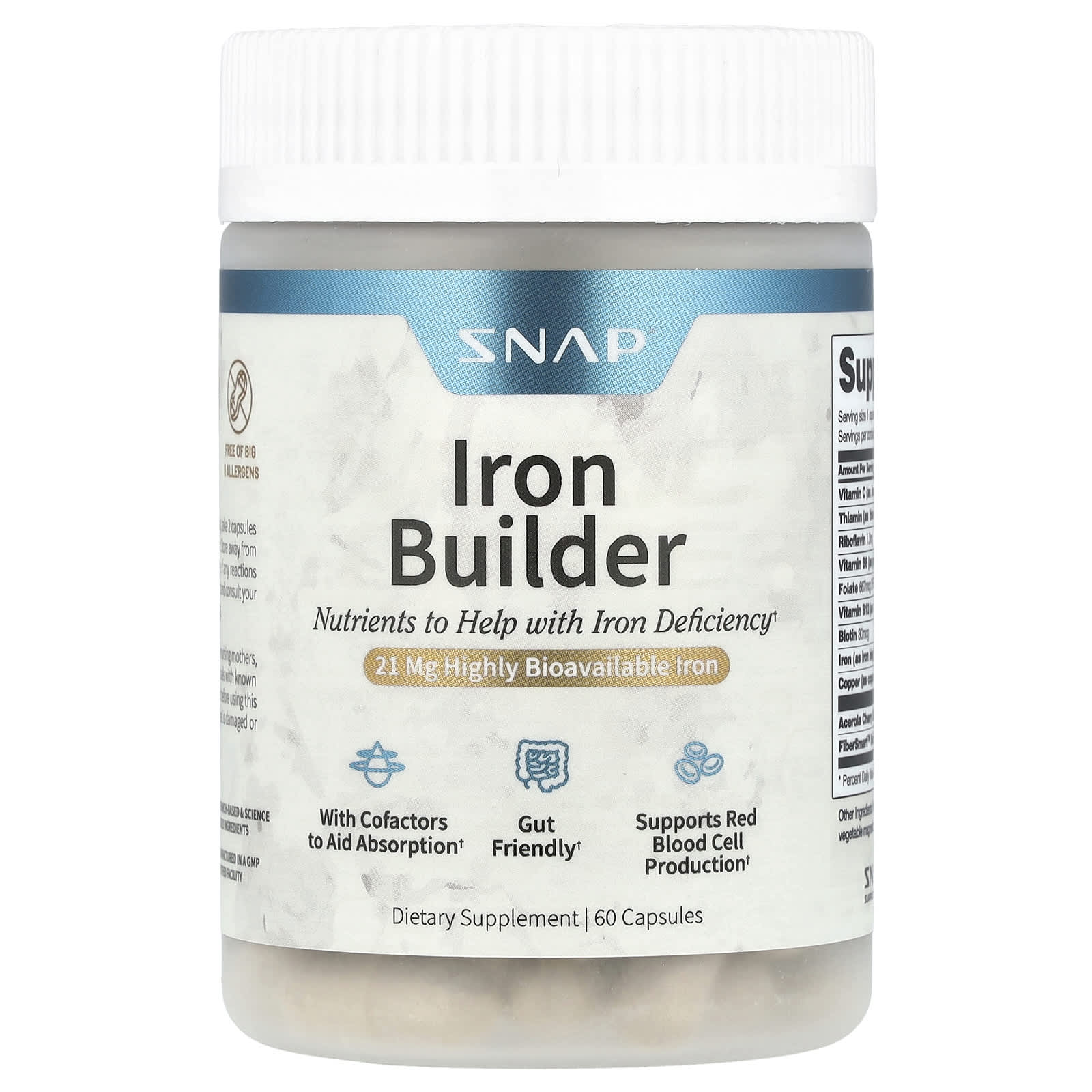 Snap Supplements, Iron Builder, 60 Capsules - Image 1