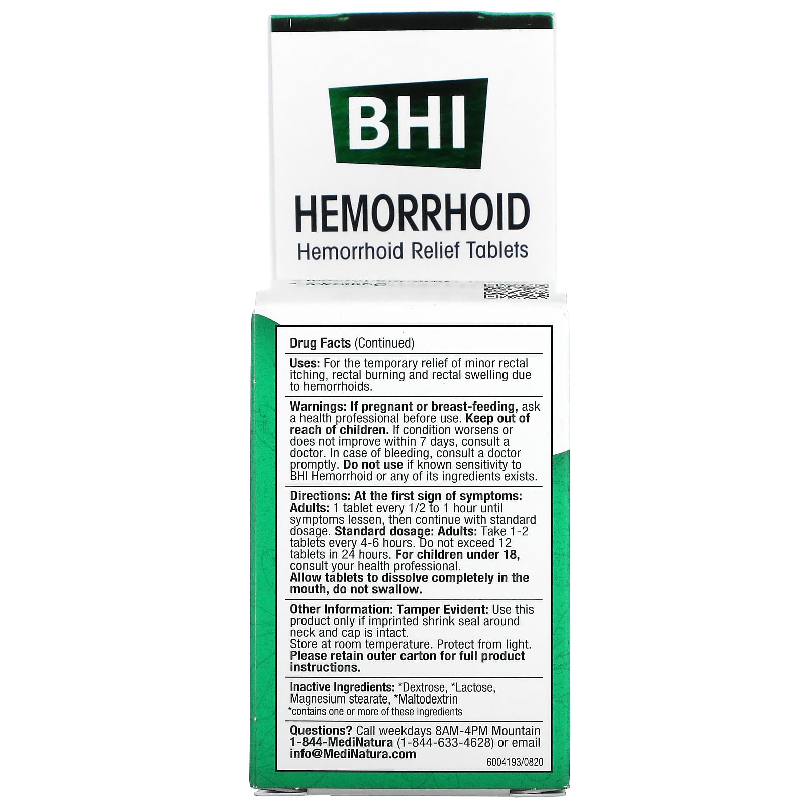 MediNatura, BHI, Hemorrhoid Relief, 100 Tablets - Image 2