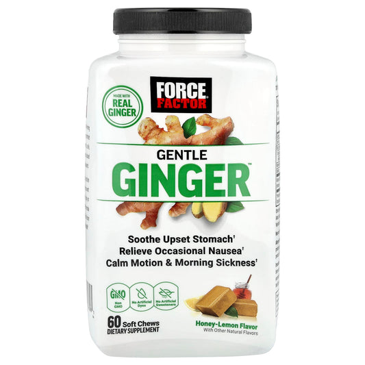 Force Factor Gentle Ginger Soft Chews, Honey-Lemon, 60 Count - Image 1