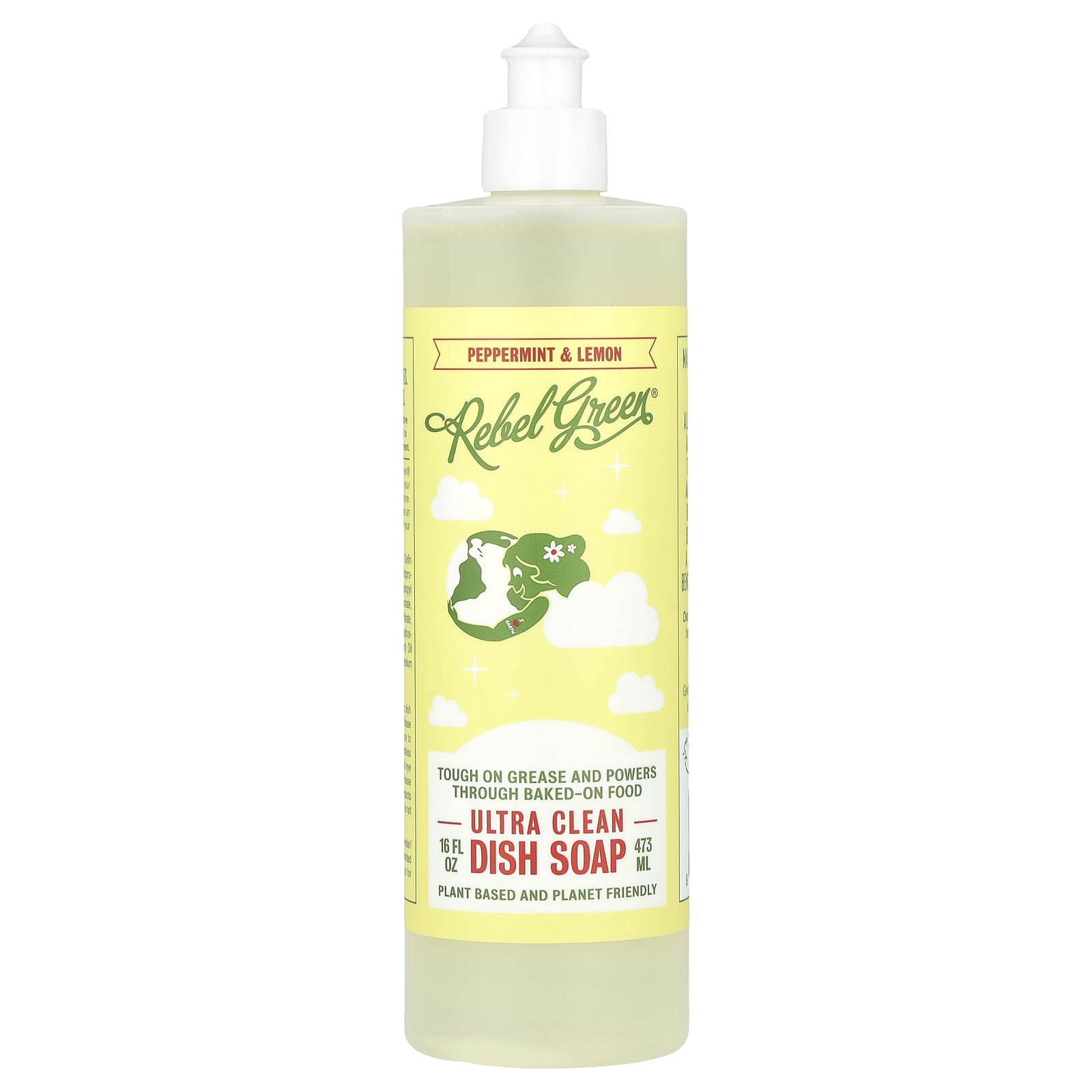 Rebel Green, Ultra Clean Dish Soap, Peppermint & Lemon, 16 fl oz (473 ml) - Image 1