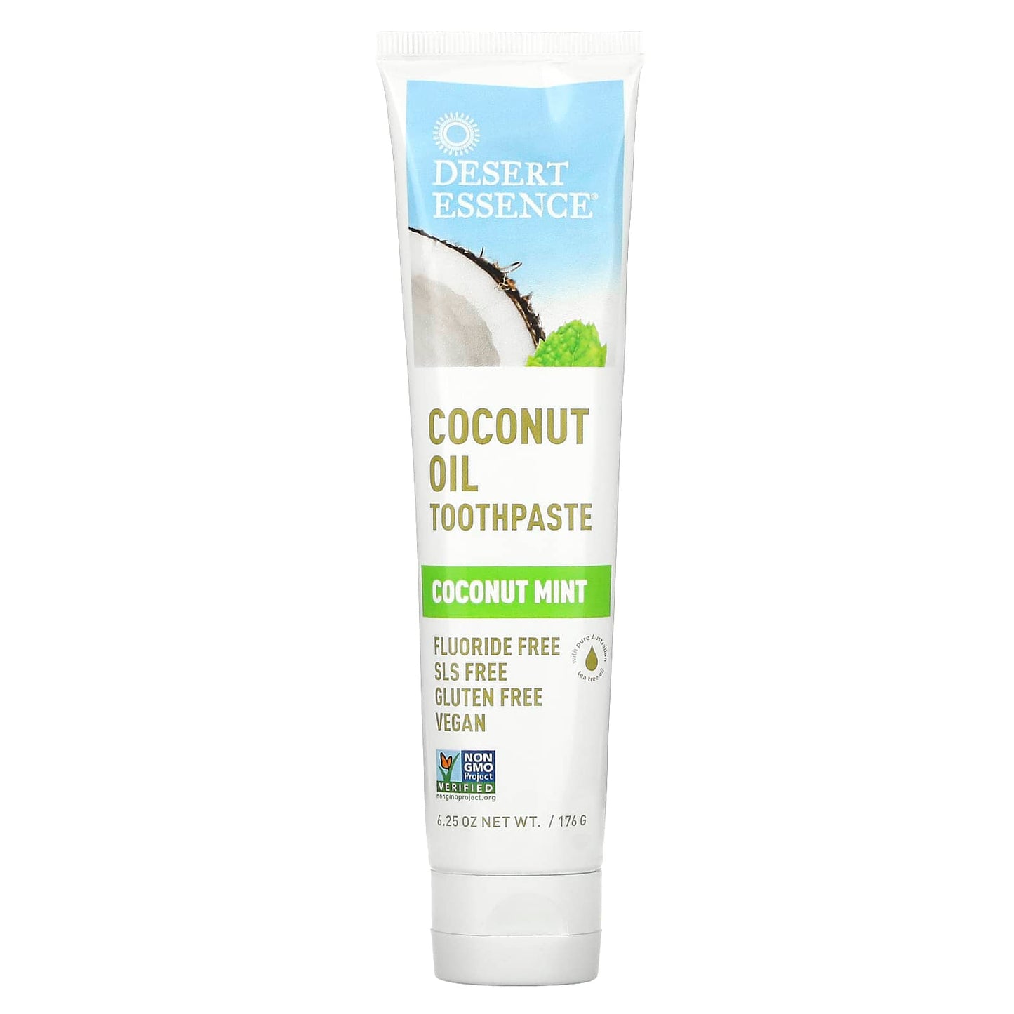 Desert Essence Coconut Oil Toothpaste, SLS-Free & Vegan, 6.25 oz - Image 1
