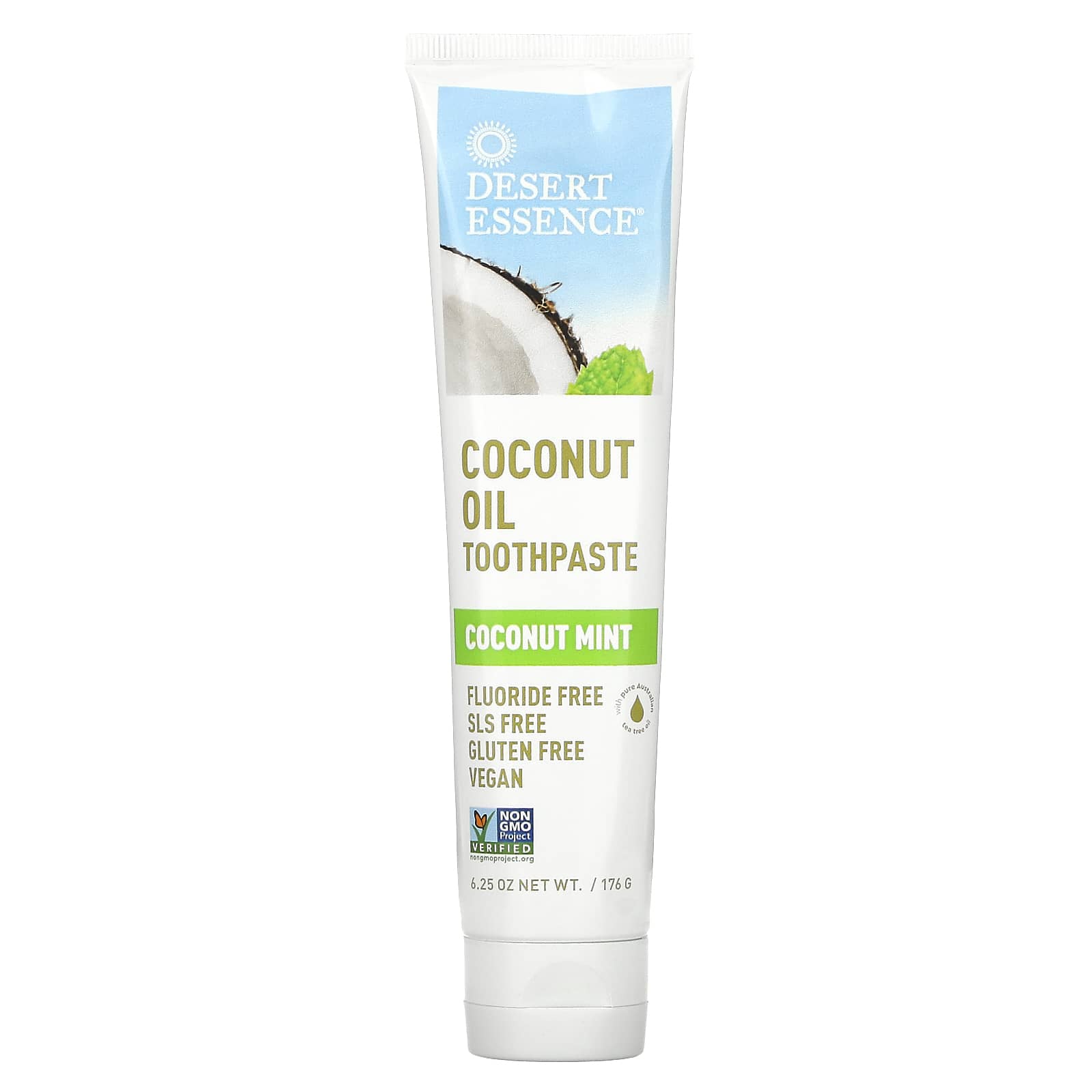 Desert Essence Coconut Oil Toothpaste, SLS-Free & Vegan, 6.25 oz - Image 1