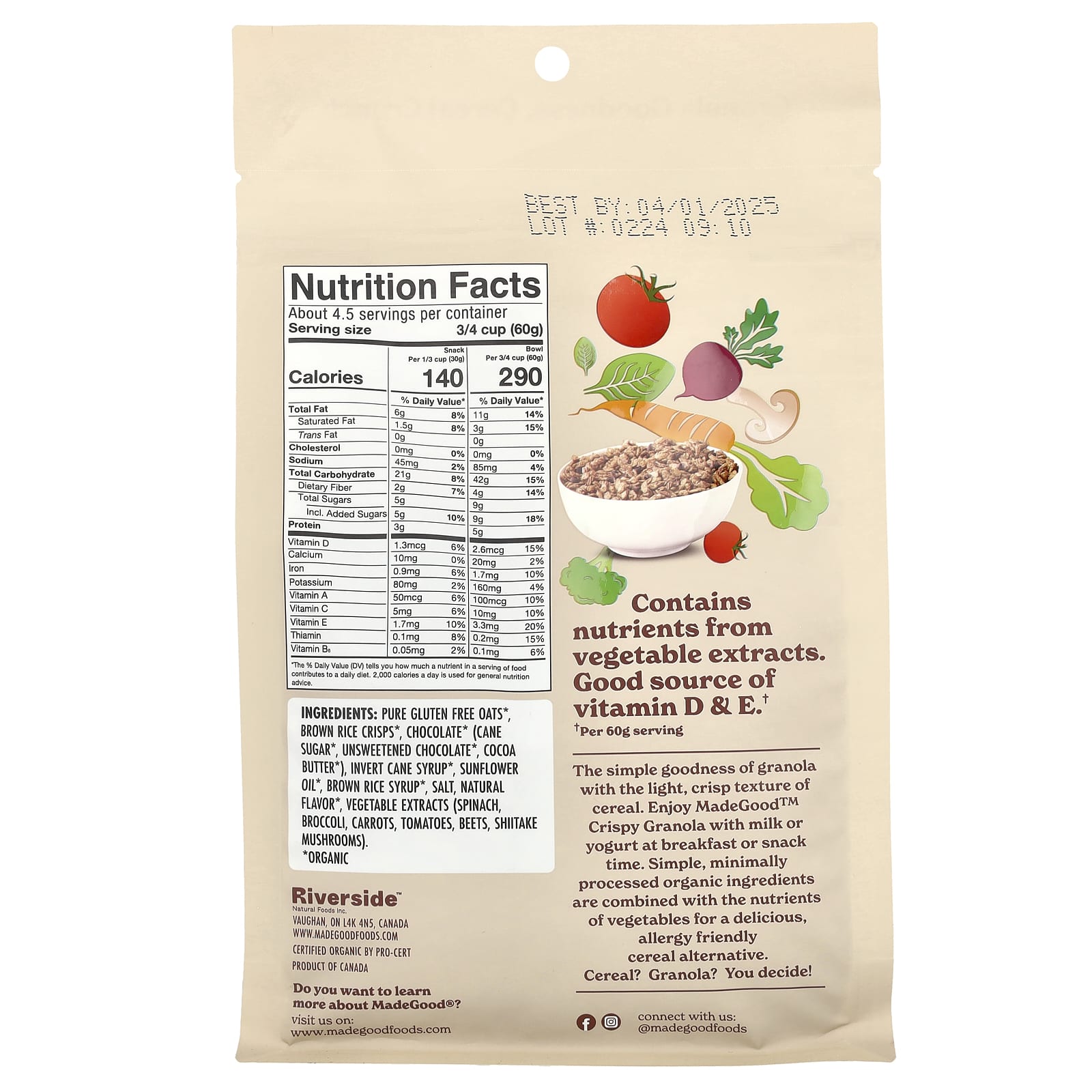 MadeGood, Crispy Light Granola, Cocoa Crunch, 10 oz (284 g) - Image 2