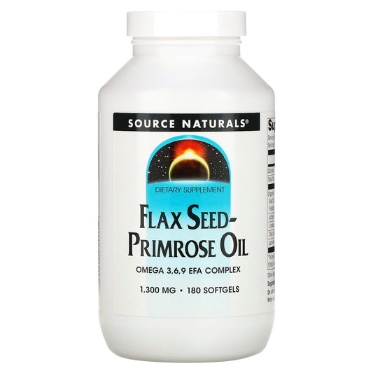 Source Naturals, Flax Seed-Primrose Oil, 1,300 mg, 180 Softgels - Image 1