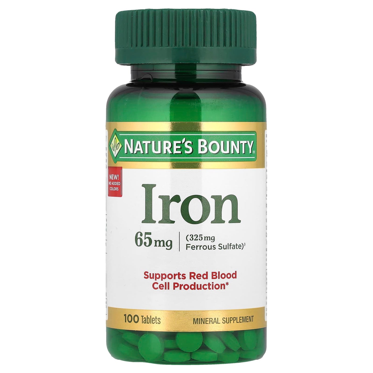 Nature's Bounty, Iron, 65 mg, 100 Tablets - Image 1