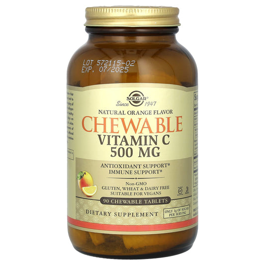 Solgar, Chewable Vitamin C, Natural Orange, 500 mg, 90 Chewable Tablets - Image 1