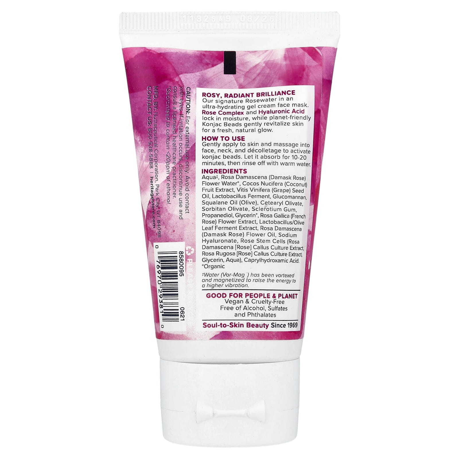 Rosewater Gel Face Mask for Dry to Combination Skin, Vegan & Cruelty Free - Image 2