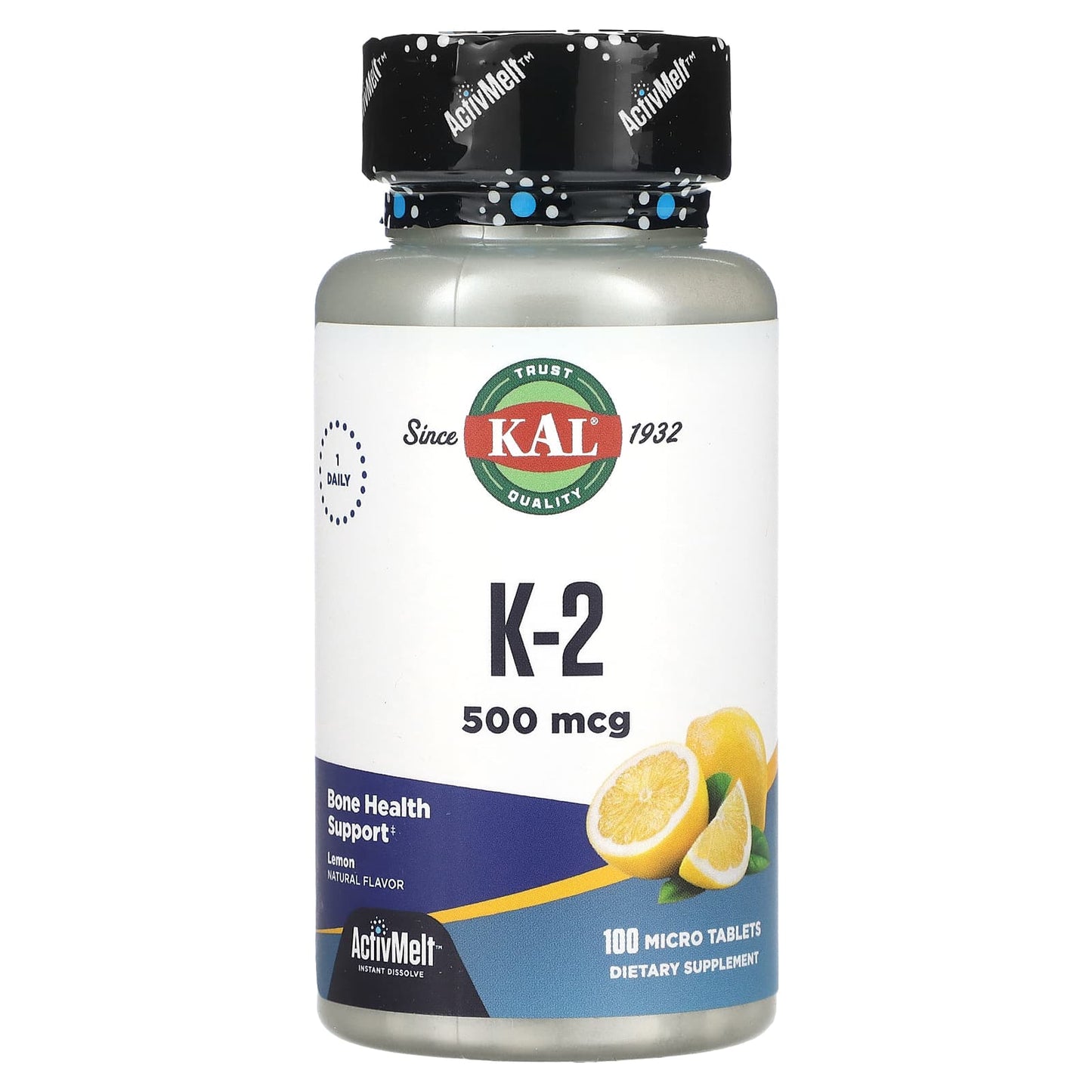 Vitamin K-2 ActivMelt by KAL - 500 mcg, 100 Micro Tablets - Image 1