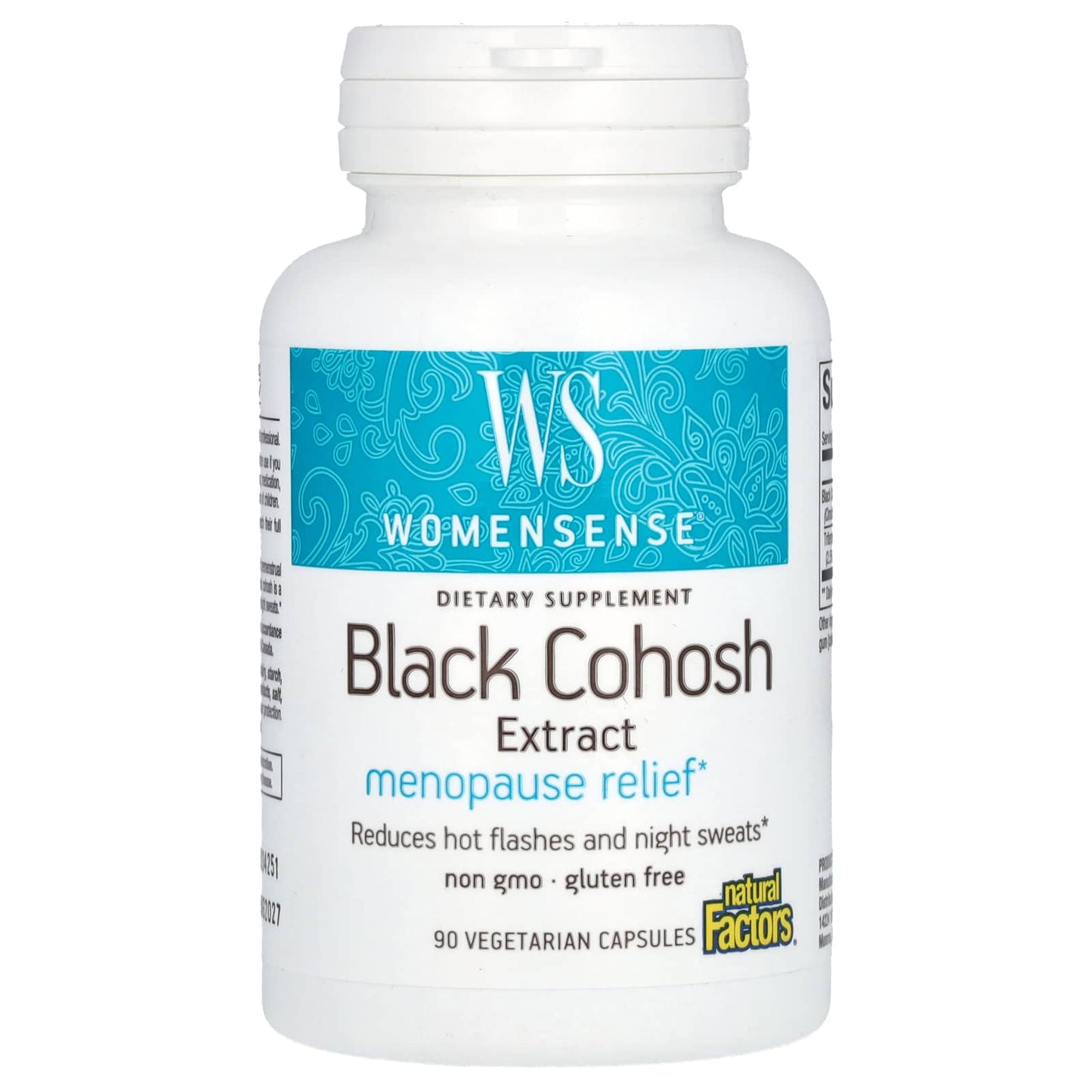 Natural Factors, WomenSense®, Black Cohosh Extract, Menopause Relief, 90 Vegetarian Capsules - Image 1