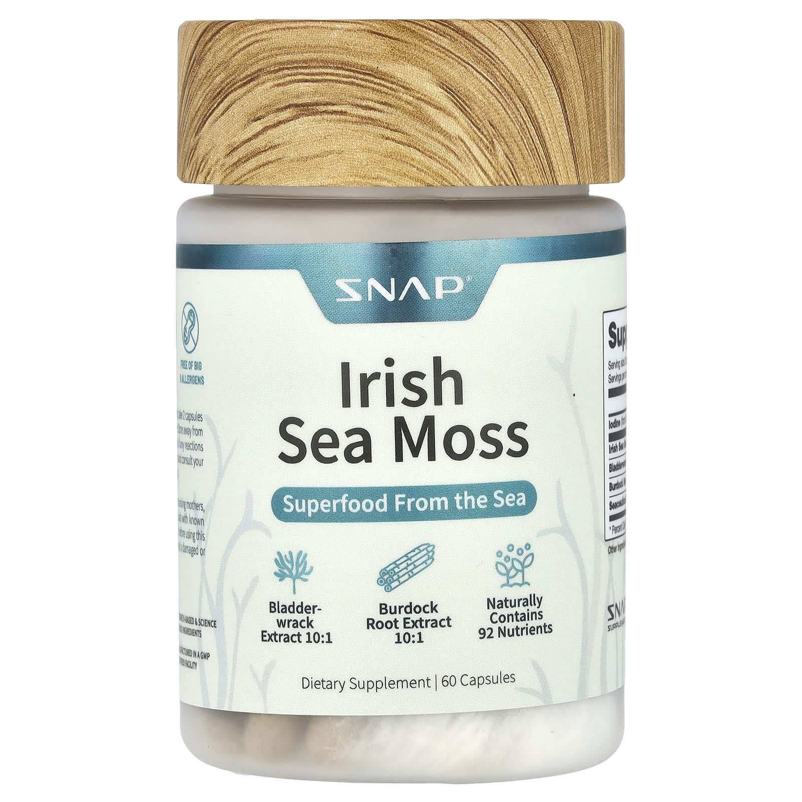 Snap Supplements, Irish Sea Moss, 60 Capsules - Image 1