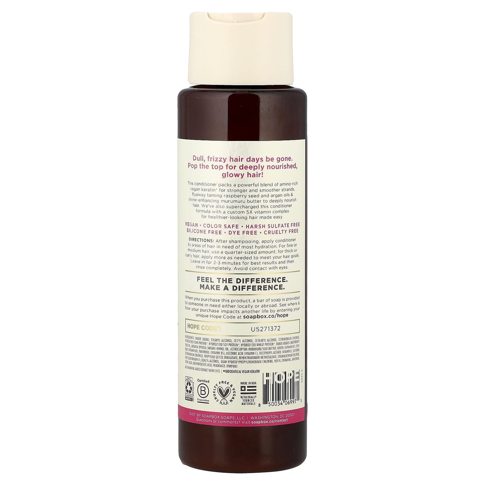 Soapbox, Nourishing Conditioner, Keratin Shine Boosting, For Silky, Frizz-Tamed Hair, 16 fl oz (473 ml) - Image 2
