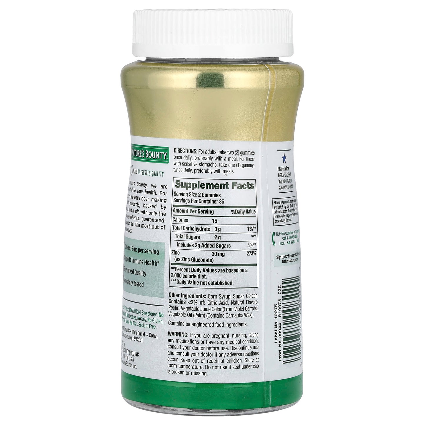 Nature's Bounty, Zinc Gummies, High Potency, Mixed Berry, 70 Gummies (15 mg Per Gummy) - Image 2