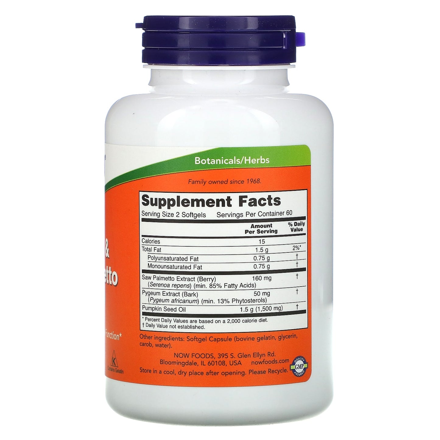 NOW Foods, Pygeum & Saw Palmetto, 120 Softgels - Image 2