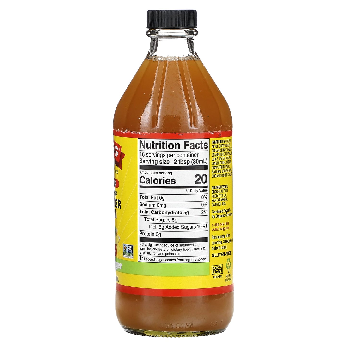 Organic Apple Cider Vinegar with Mother, Citrus Ginger - 16 fl oz (473 ml) - Image 2