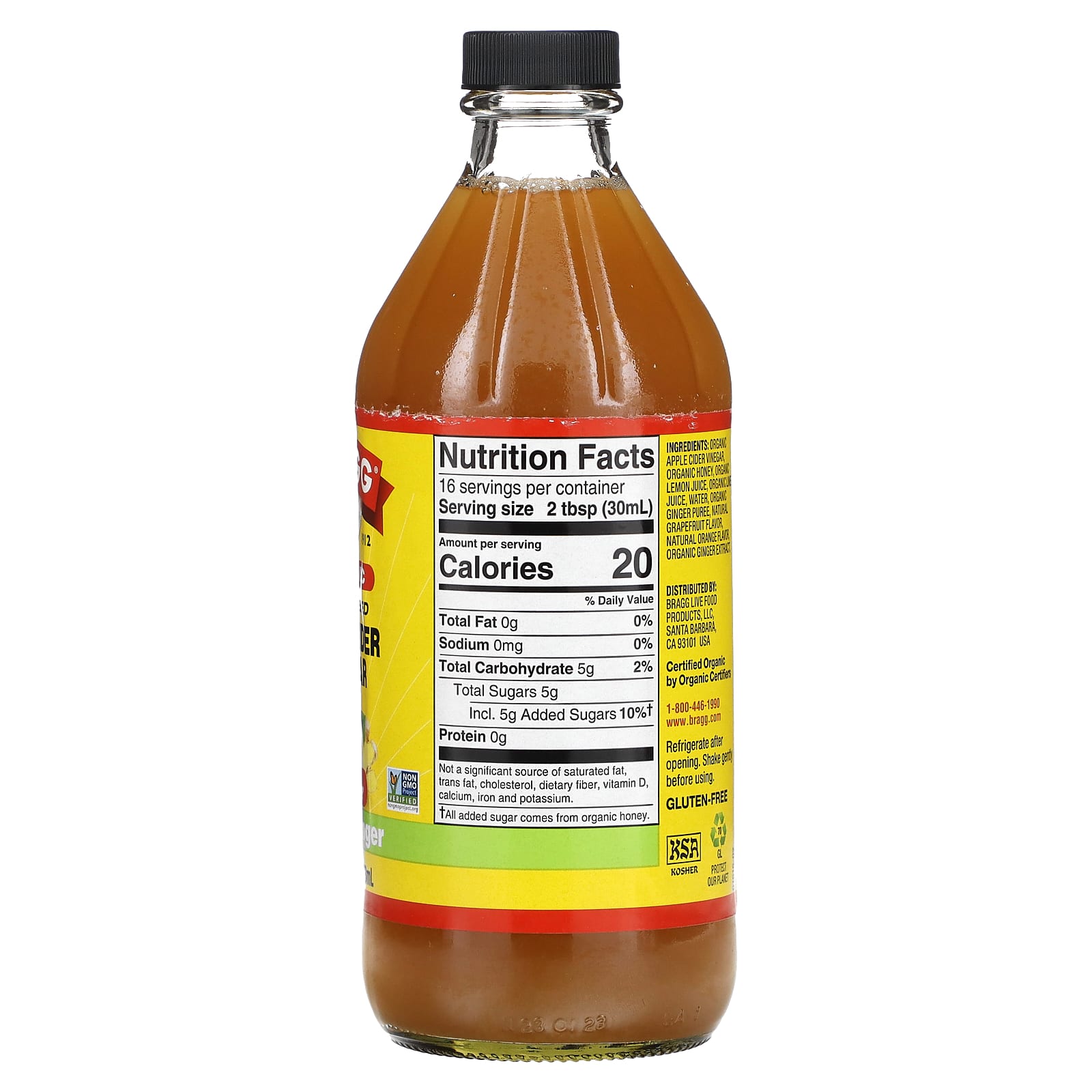 Organic Apple Cider Vinegar with Mother, Citrus Ginger - 16 fl oz (473 ml) - Image 2