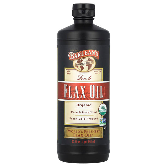 Boost Omega-3s with Barlean's USDA Organic Flax Oil (32 fl oz) - Image 1