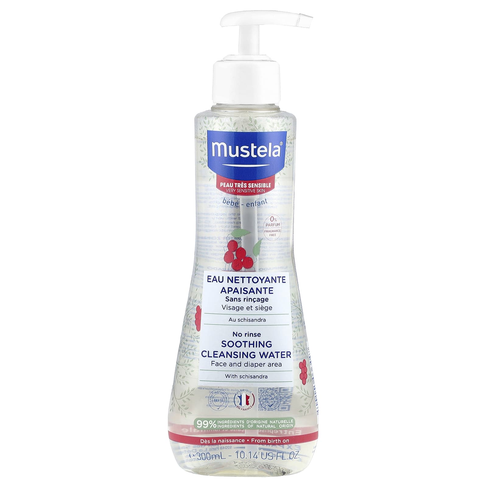 Mustela, No Rinse Soothing Cleansing Water with Schisandra, Very Sensitive Skin, Fragrance Free, 10.14 fl oz (300 ml) - Image 1