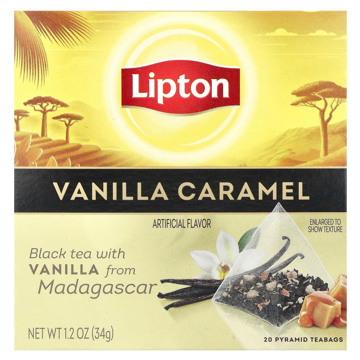 Lipton, Vanilla Caramel Black Tea, 20 Pyramid Teabags, 1.2 oz (34 g) - Image 1