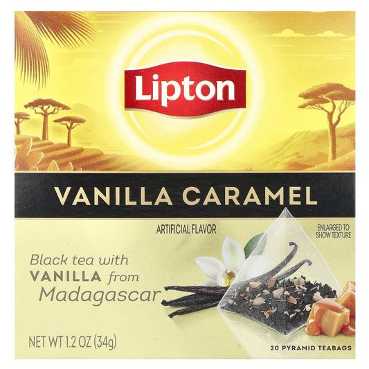 Lipton, Vanilla Caramel Black Tea, 20 Pyramid Teabags, 1.2 oz (34 g) - Image 1