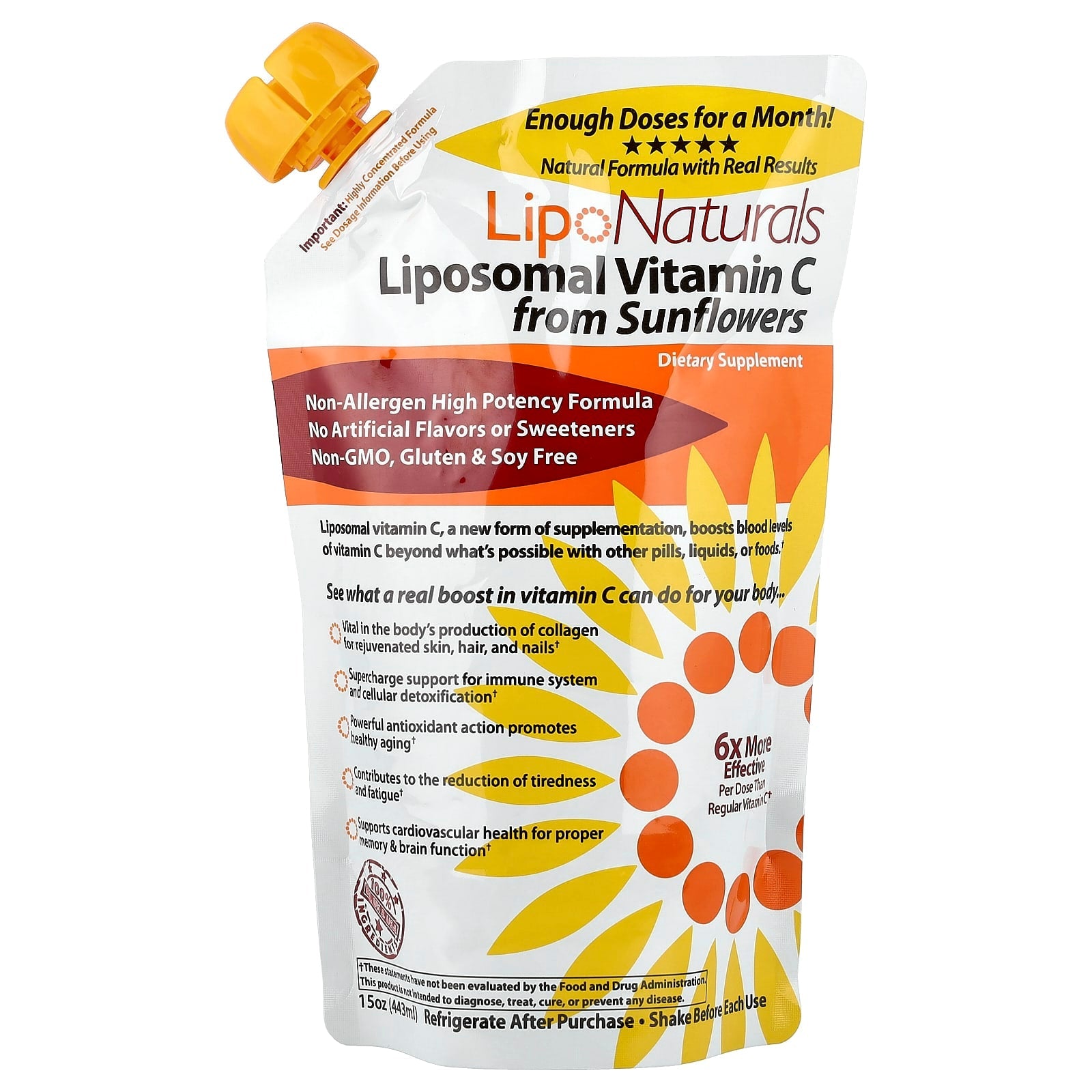 Lipo Naturals, Liposomal Vitamin C from Sunflowers, 15 oz (443 ml) - Image 1