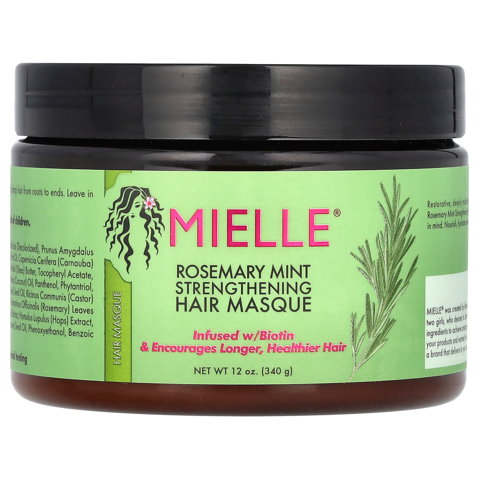 Mielle, Strengthening Hair Masque, Rosemary Mint, 12 oz (340 g) - Image 1