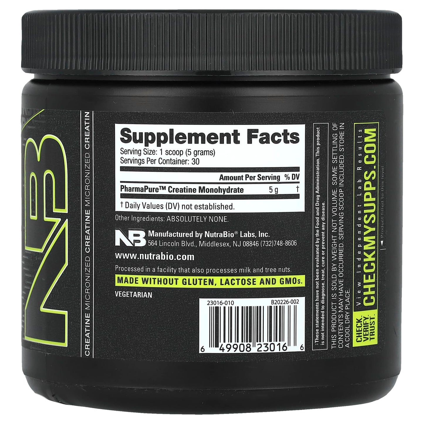 NutraBio, Performance, Micronized Creatine Monohydrate, 5.3 oz (150 g) - Image 2