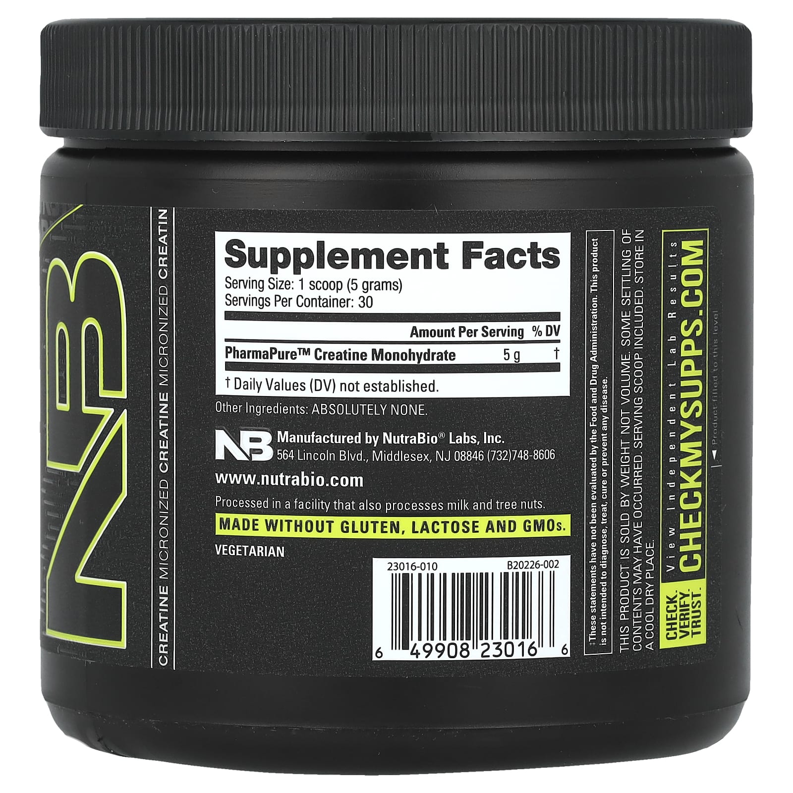 NutraBio, Performance, Micronized Creatine Monohydrate, 5.3 oz (150 g) - Image 2