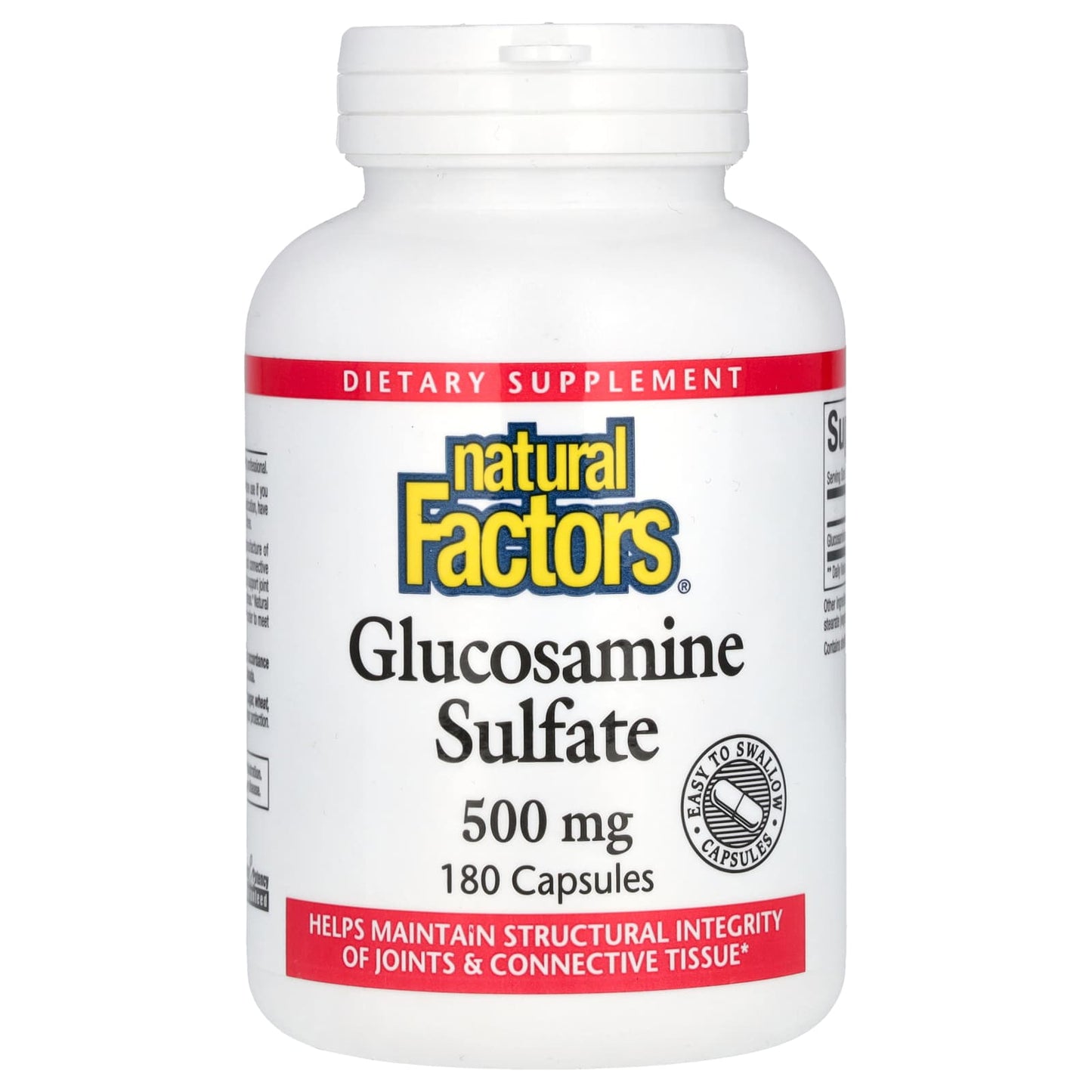 Natural Factors, Glucosamine Sulfate, 500 mg, 180 Capsules - Image 1
