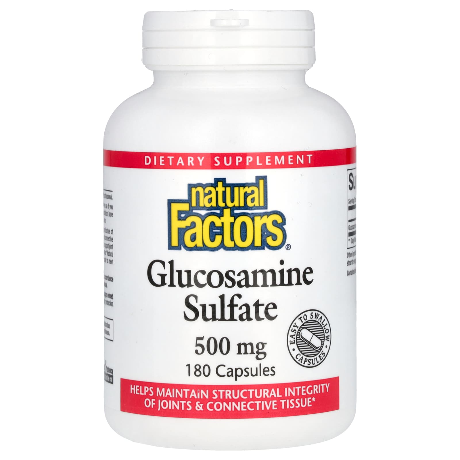 Natural Factors, Glucosamine Sulfate, 500 mg, 180 Capsules - Image 1