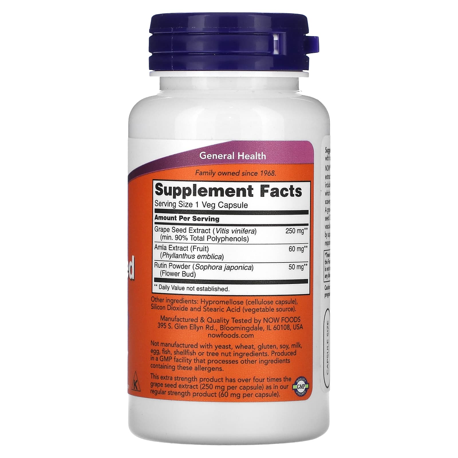 NOW Foods, Grape Seed, Extra Strength , 250 mg, 90 Veg Capsules - Image 2