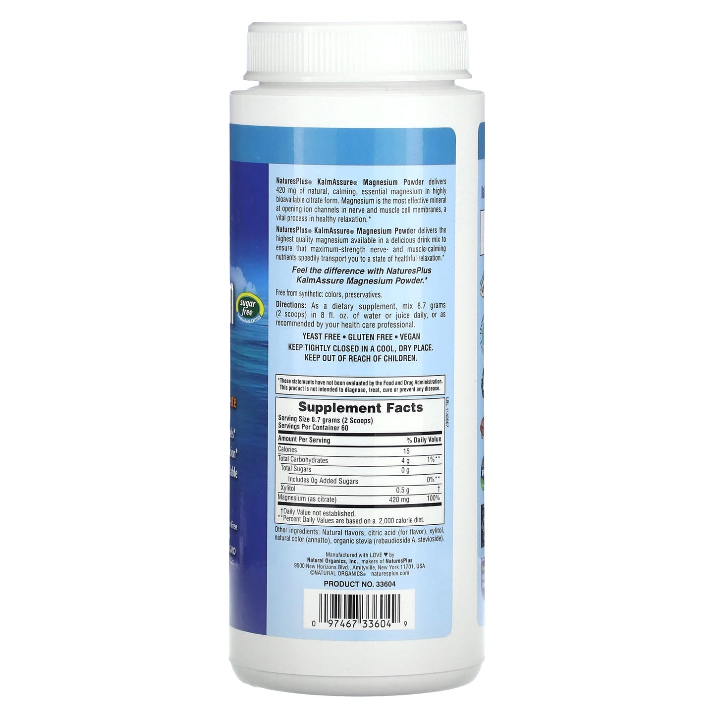 NaturesPlus, KalmAssure, Magnesium Powder, Refreshing Natural Orange, 1.15 lbs (522 g) - Image 2
