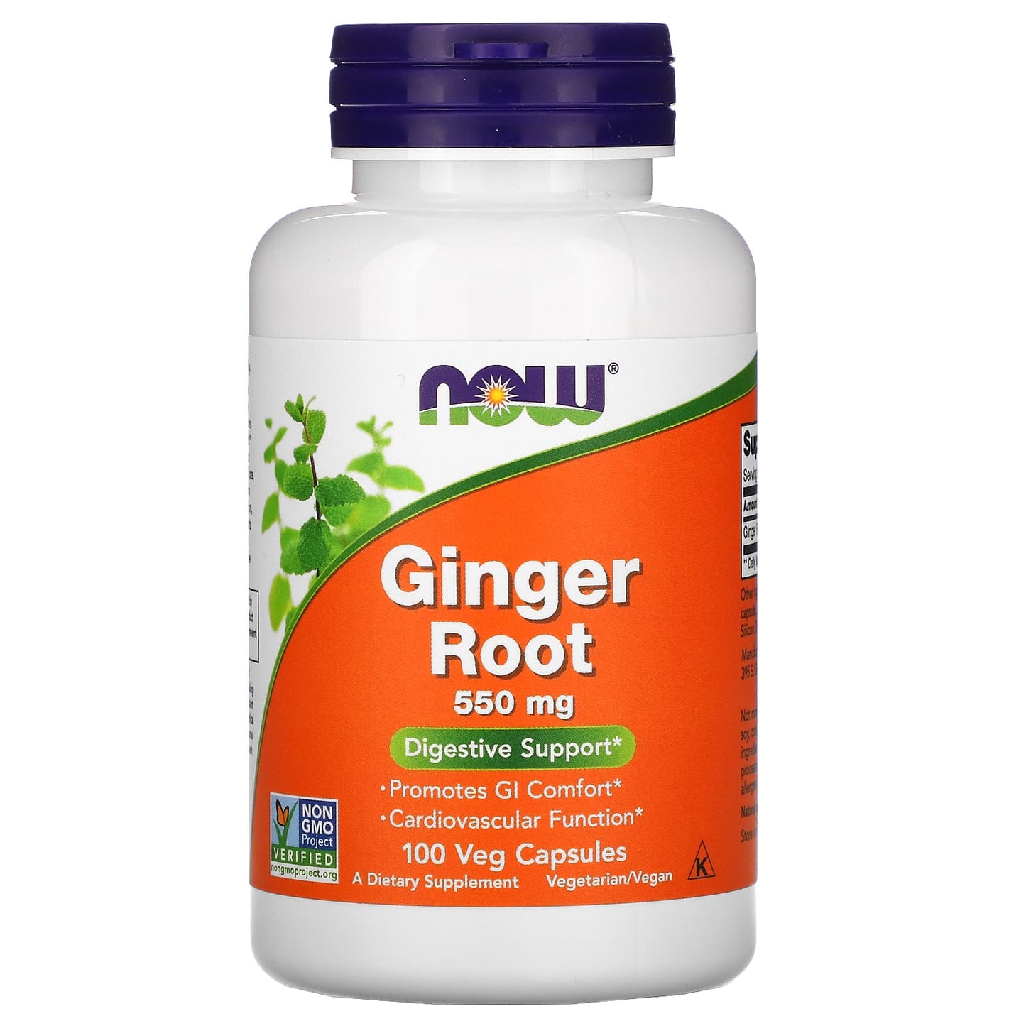 NOW Foods, Ginger Root, 550 mg, 100 Veg Capsules - Image 1