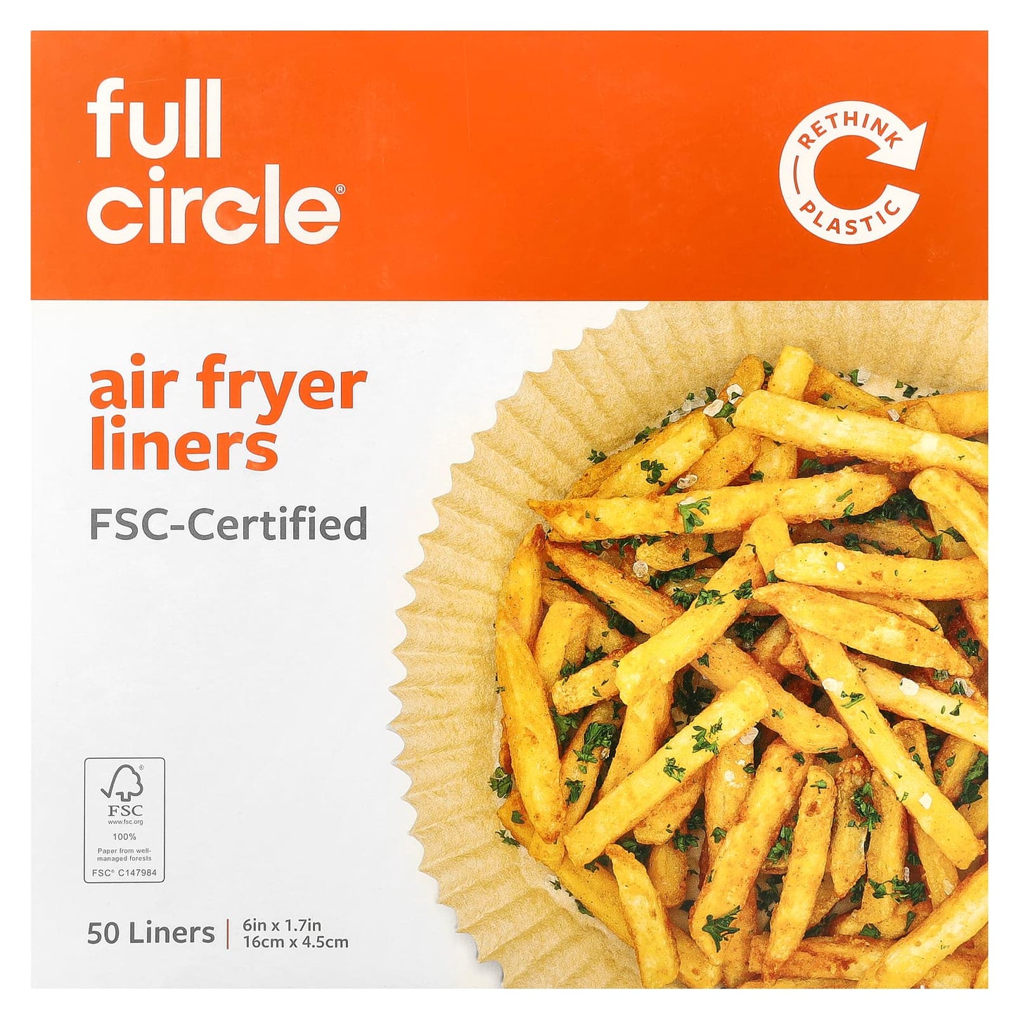 Full Circle Air Fryer Liners - 50 Count, Non-Toxic, Microwave Safe - Image 1