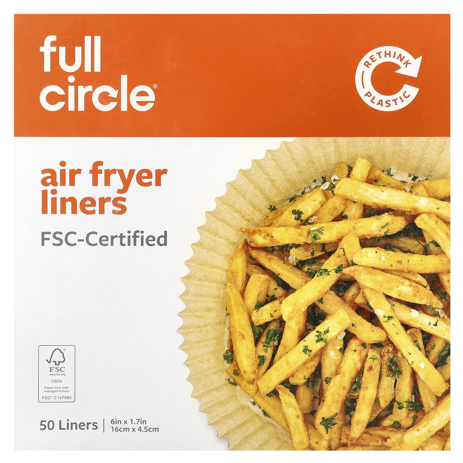 Full Circle Air Fryer Liners - 50 Count, Non-Toxic, Microwave Safe - Image 1