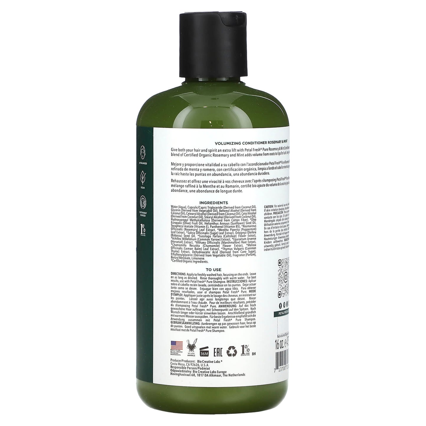 Petal Fresh, Volumizing Conditioner, Rosemary & Mint, 16 fl oz (475 ml) - Image 2