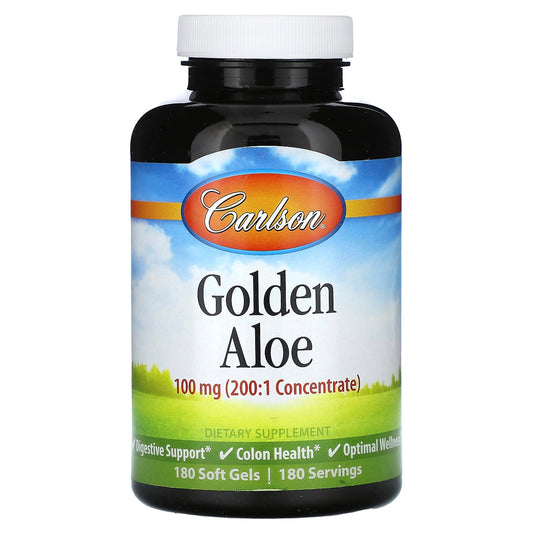 Carlson Golden Aloe Digestive Support 100mg, 180 Soft Gels - Image 1