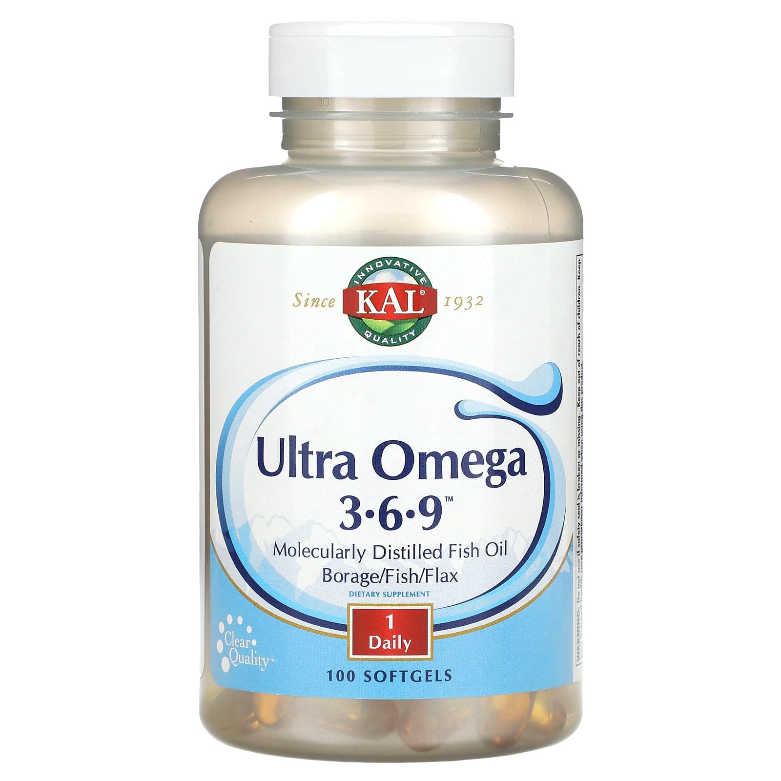 KAL, Ultra Omega 3-6-9, 100 Softgels - Image 1