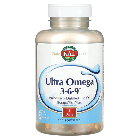 KAL, Ultra Omega 3-6-9, 100 Softgels - Image 1