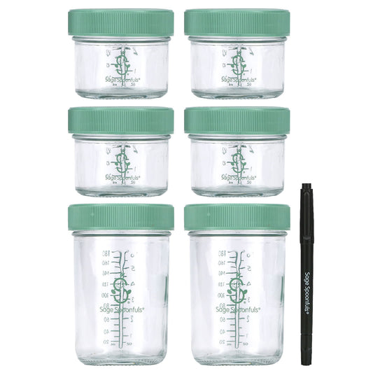 Sage Spoonfuls, Glass Baby Food Storage Jars, 6 Pack - Image 1