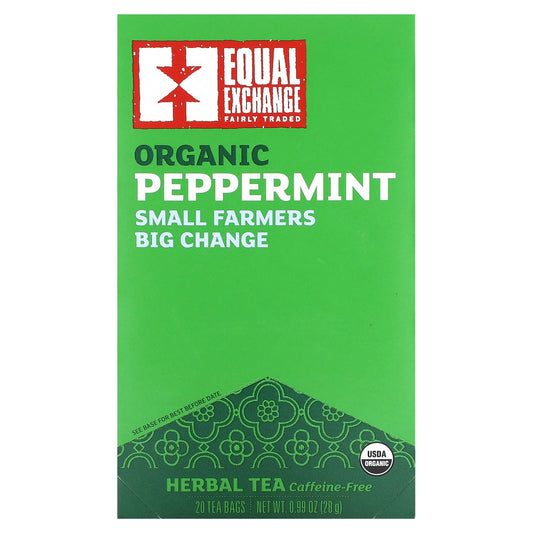 Organic Peppermint Tea by Equal Exchange - Caffeine Free, 20 Tea Bags - Image 1