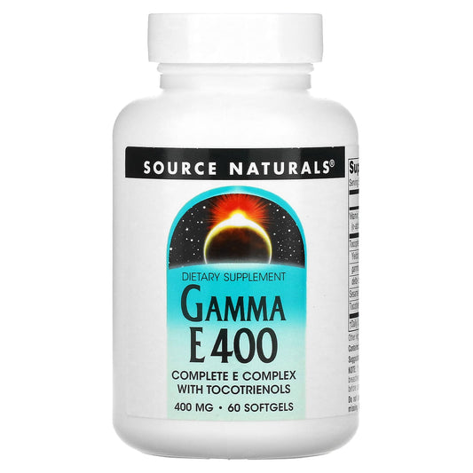 Source Naturals, Gamma E 400, Complete E Complex With Tocotrienols, 400 mg, 60 Softgels - Image 1