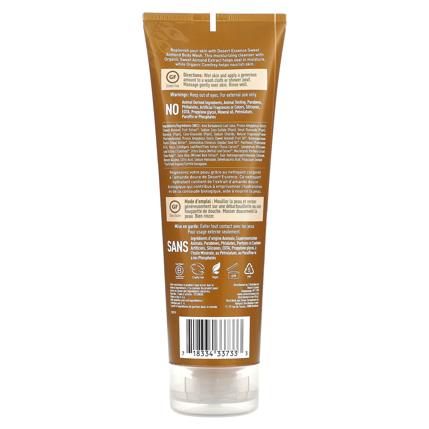 Desert Essence Sweet Almond Body Wash, 8 fl oz - Cruelty-Free & Vegan - Image 2