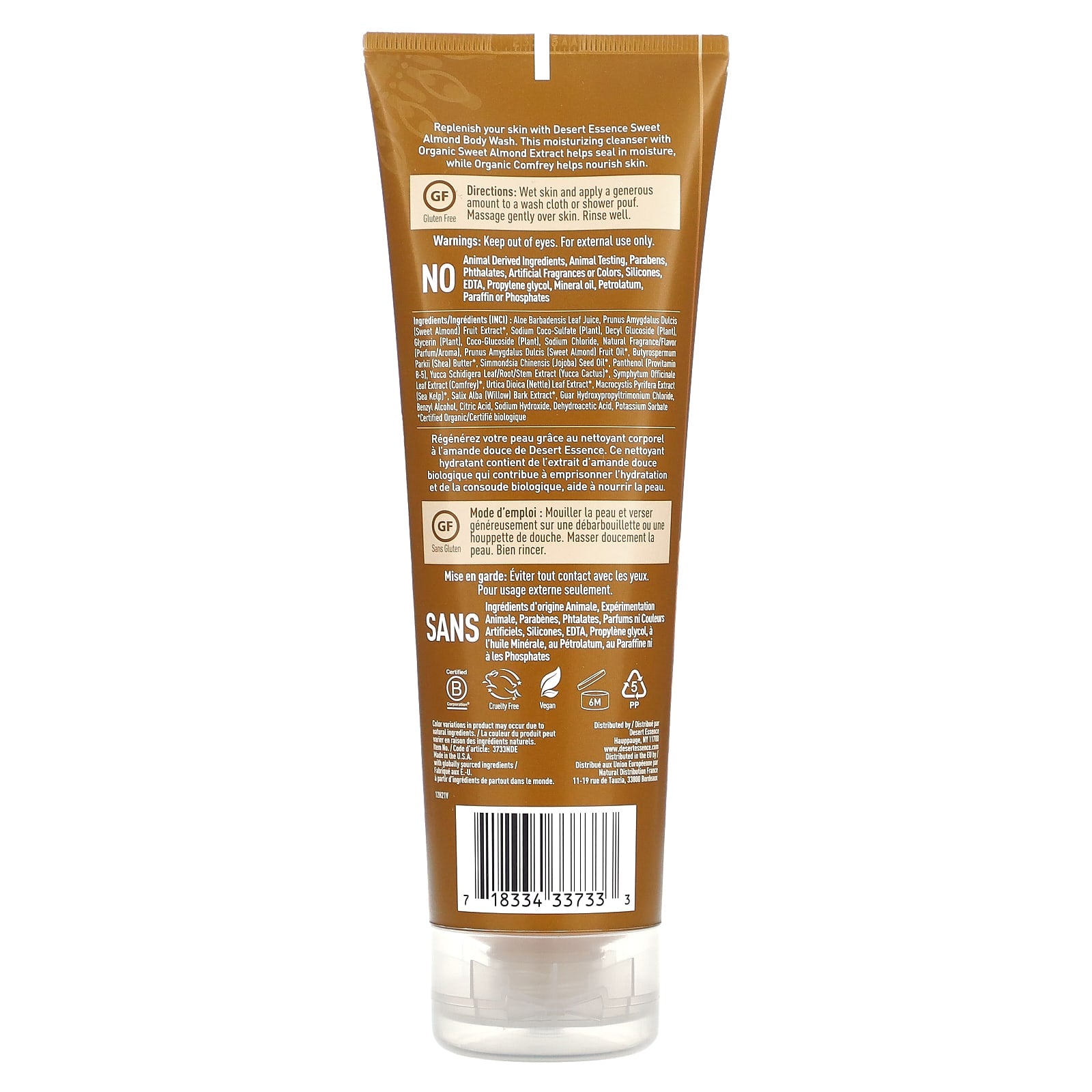 Desert Essence Sweet Almond Body Wash, 8 fl oz - Cruelty-Free & Vegan - Image 2