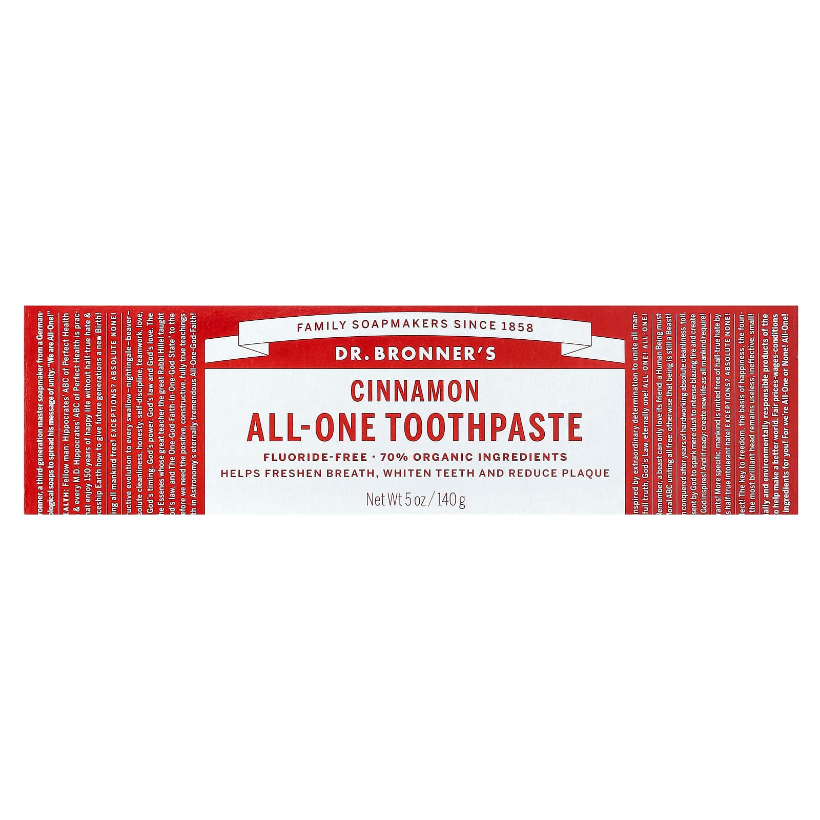 Dr. Bronner's All-One Toothpaste, Cinnamon, 5 oz - Natural, 100% Vegan - Image 2